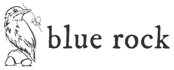 blue rock logo mark + type